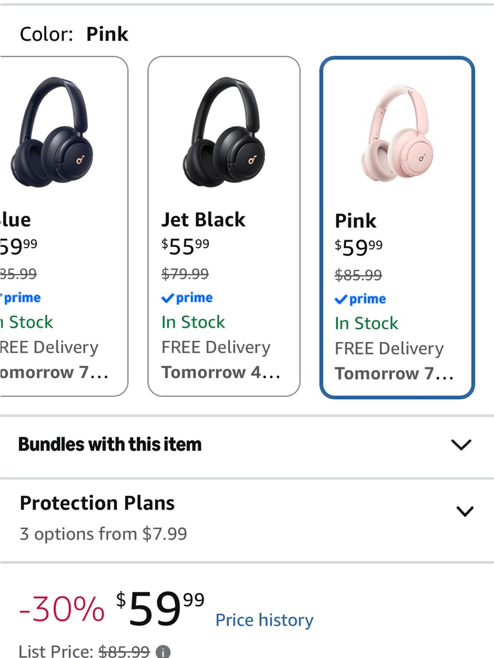 soundcore Life Q30 by Anker, Hybrid Active Noise Cancelling Headphones PINK - Picture 8 of 8